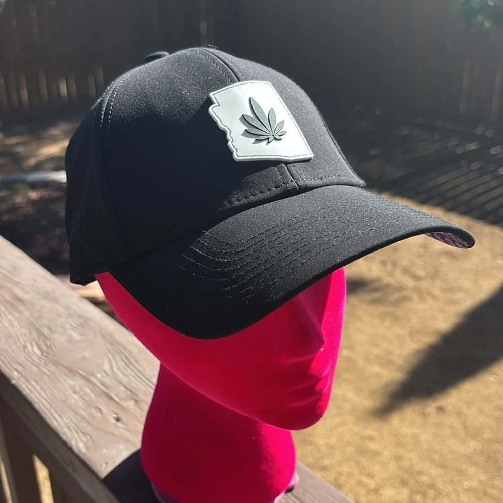 Baked Bros. | Black Arizona Breathable Adjustable Baked Bros Marijuana Leaf HAT